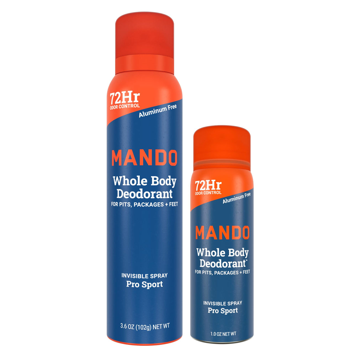 Mando front packaging showing Pro Sport scent and benefit of long-lasting odor control