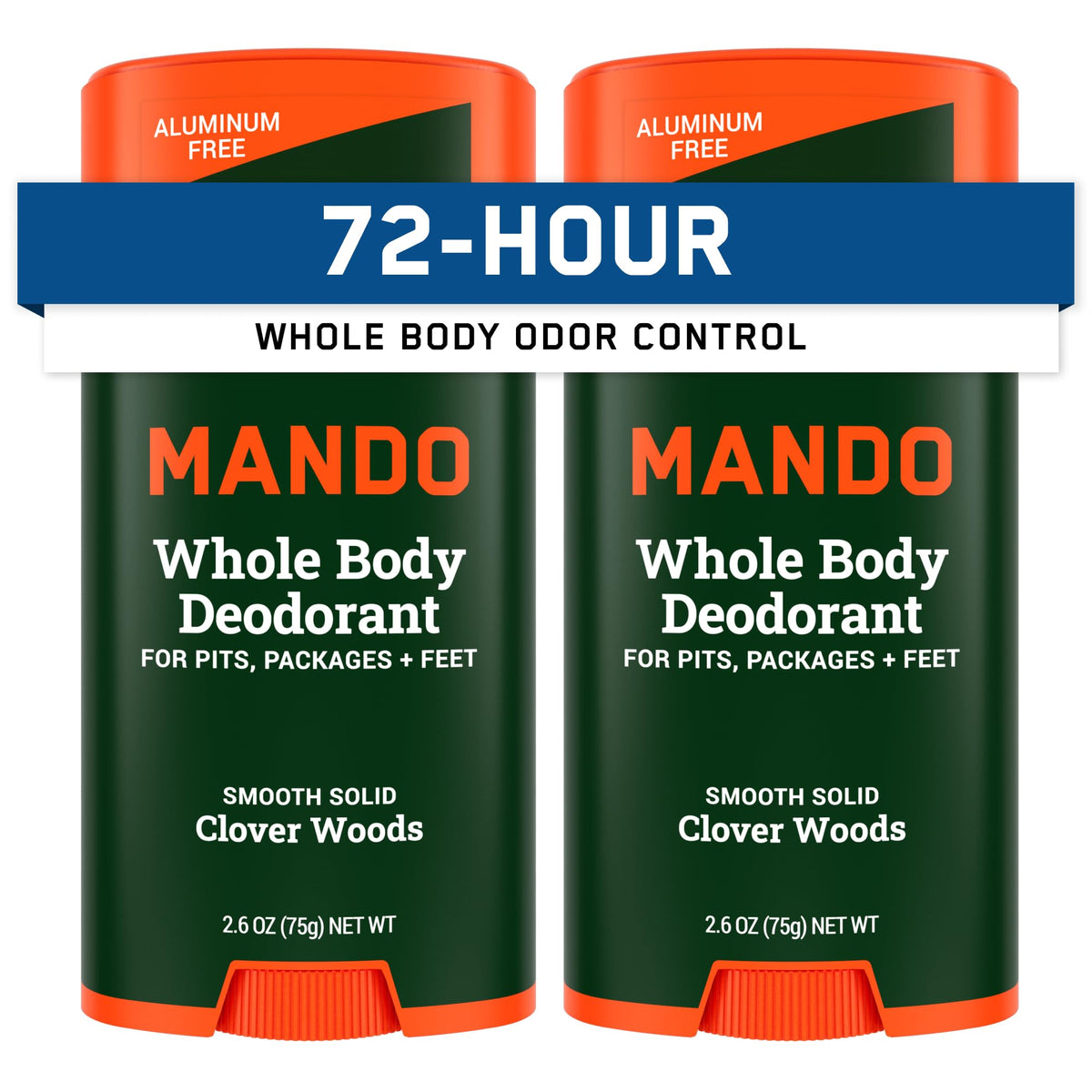 Mando front packaging showing two Clover Woods sticks and portability benefit
