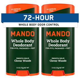 Mando front packaging showing two Clover Woods sticks and portability benefit
