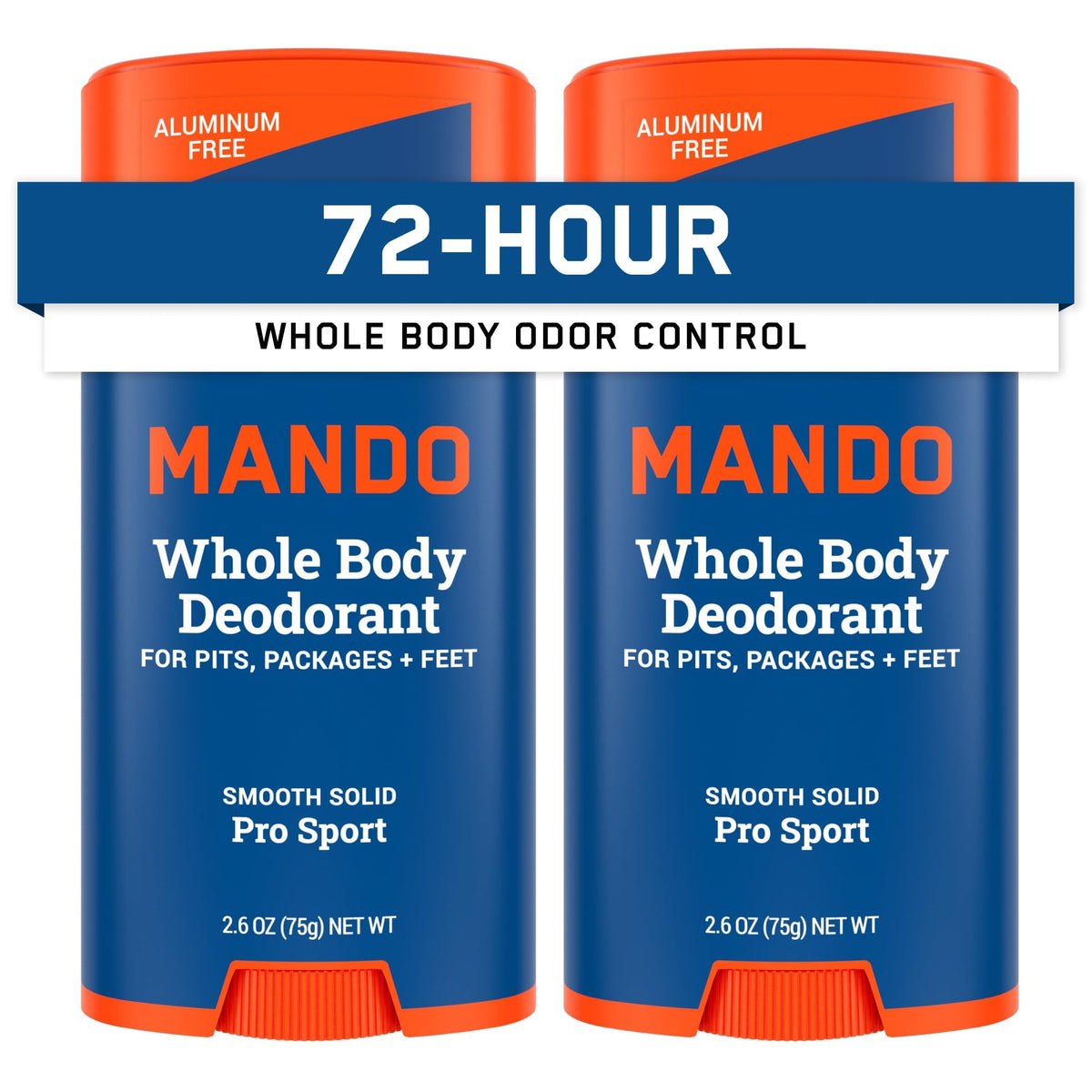 Mando front stick packaging showing product and pack benefits