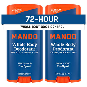 Mando front stick packaging showing product and pack benefits