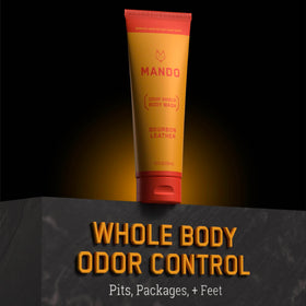 Mando applied in shower to underarm showing targeted odor control