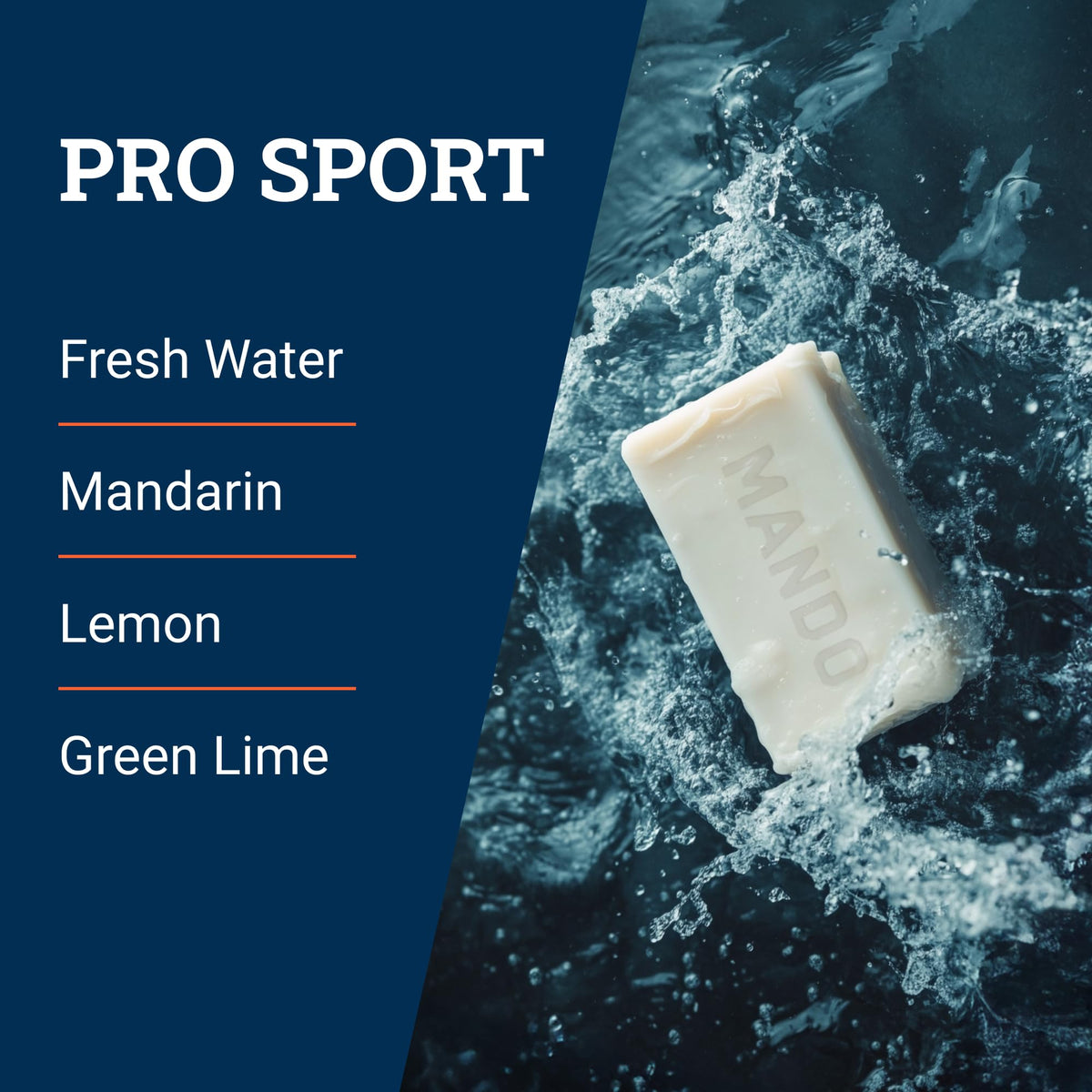 Mando bar with ingredient bottle highlighting gentle, SLS-free benefit