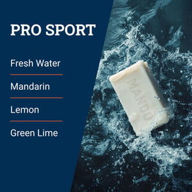 Mando bar with ingredient bottle highlighting gentle, SLS-free benefit