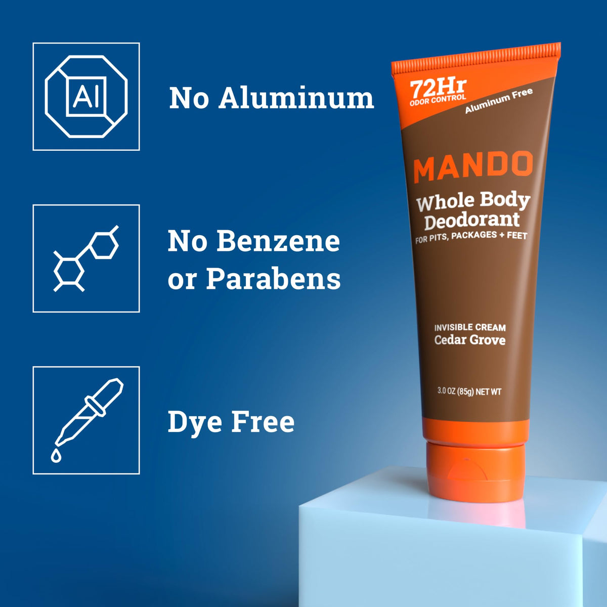 Mando invisible application underarm demonstrating clear coverage benefit