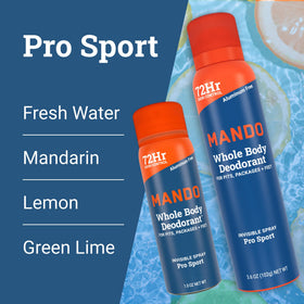 Mando ingredient label close-up emphasizing aluminum- and benzene-free benefit