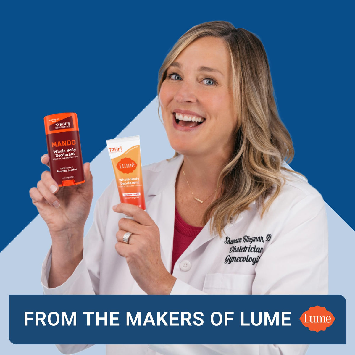Mando label highlighting aluminum-free, baking-soda-free formulation