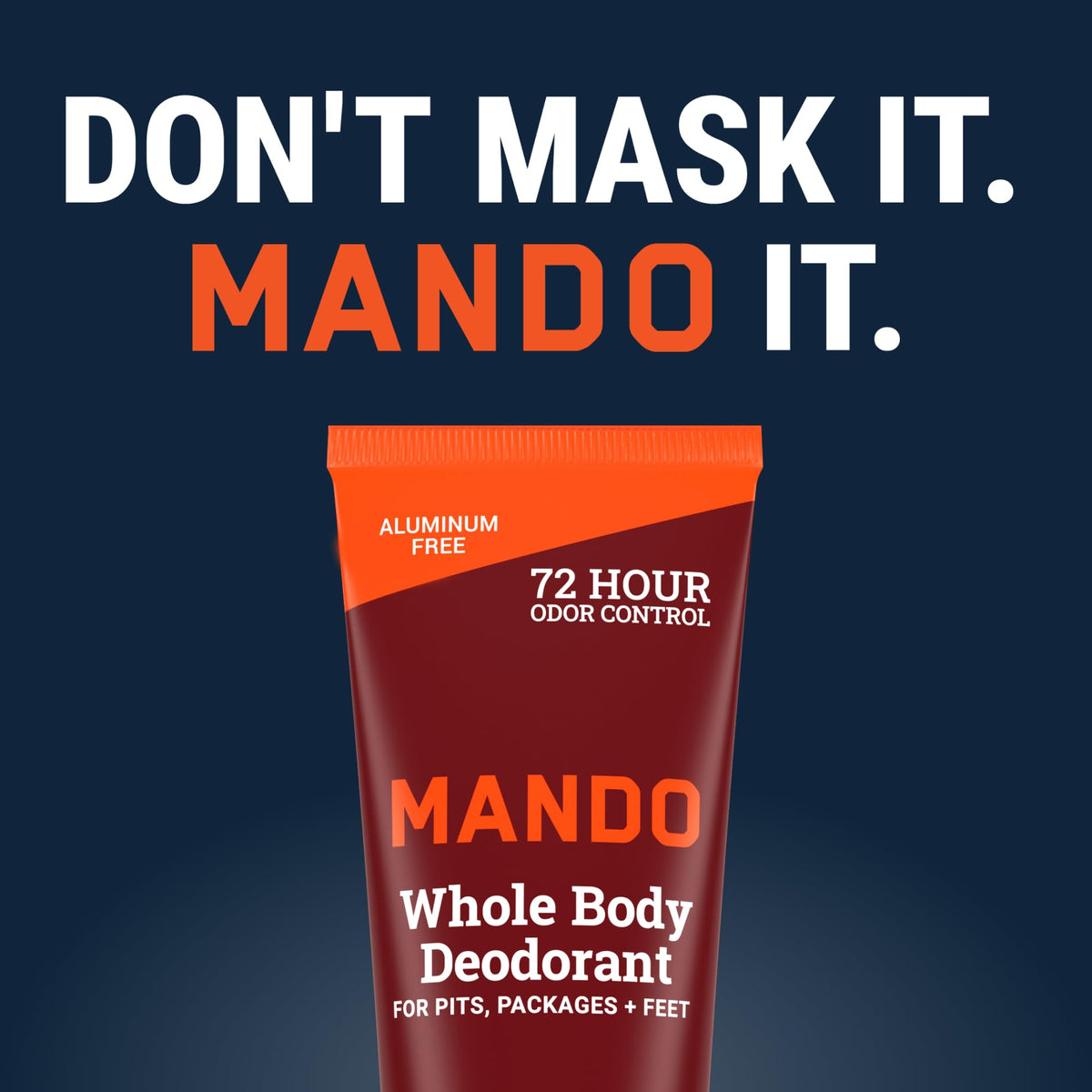 Man in bathroom using Mando as part of grooming routine for reliable odor control