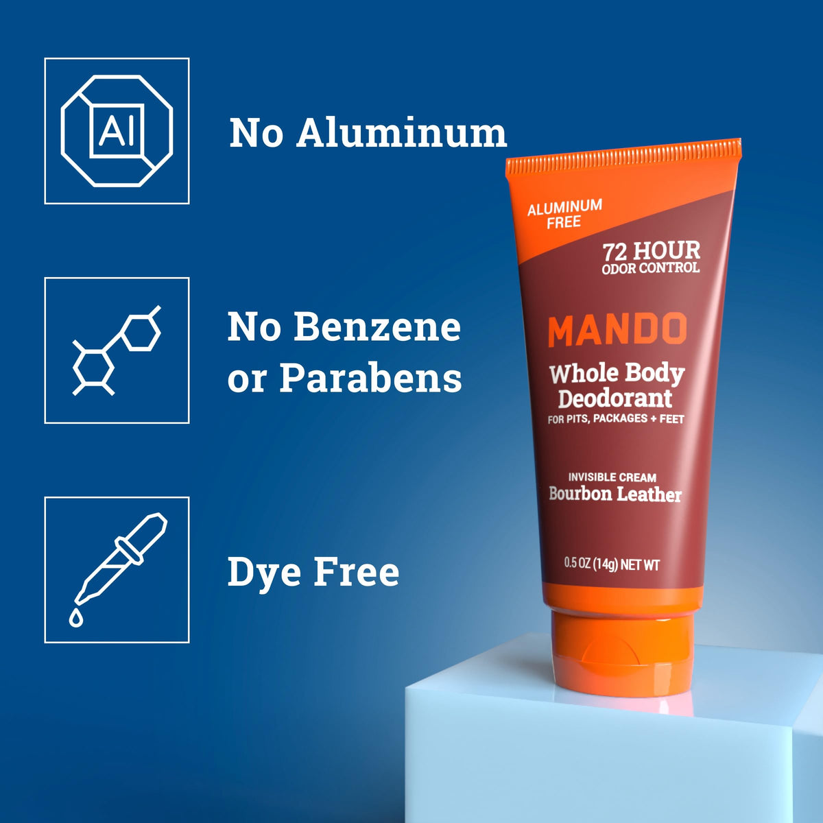 Mando tube cap open showing applicator for easy, mess-free travel use benefit