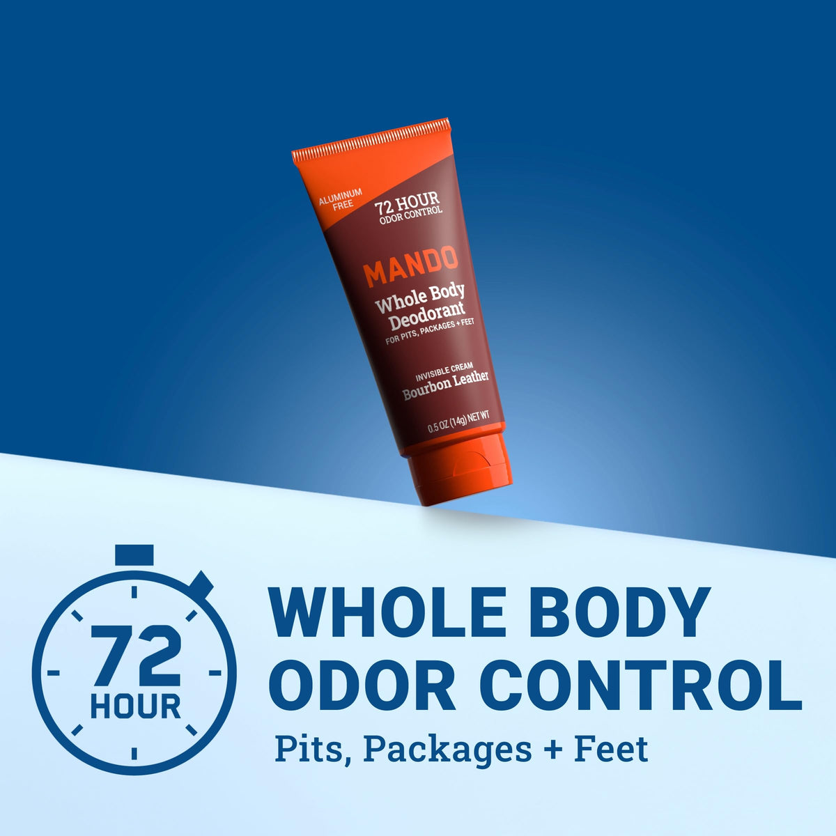 Mando mini tube held in hand to show compact size and portability benefit