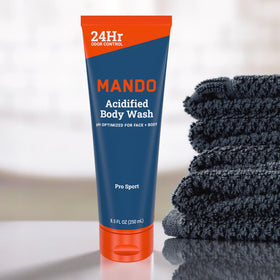 Mando wash paired with Mando deodorant and wipes for full-body odor routine