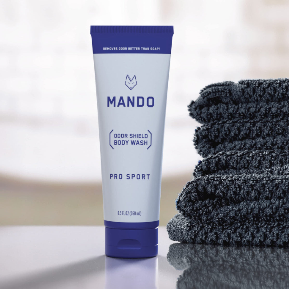 Mando paired with deodorant and wipes for full-body odor management