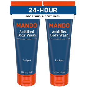 Mando front packaging showing two 8.5 oz Pro Sport bottles and product benefit