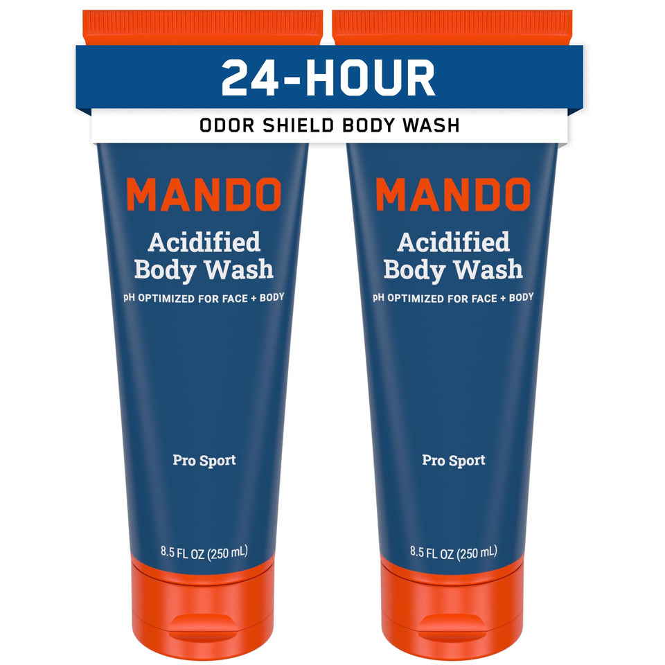 Mando front packaging showing two 8.5 oz Pro Sport bottles and product benefit