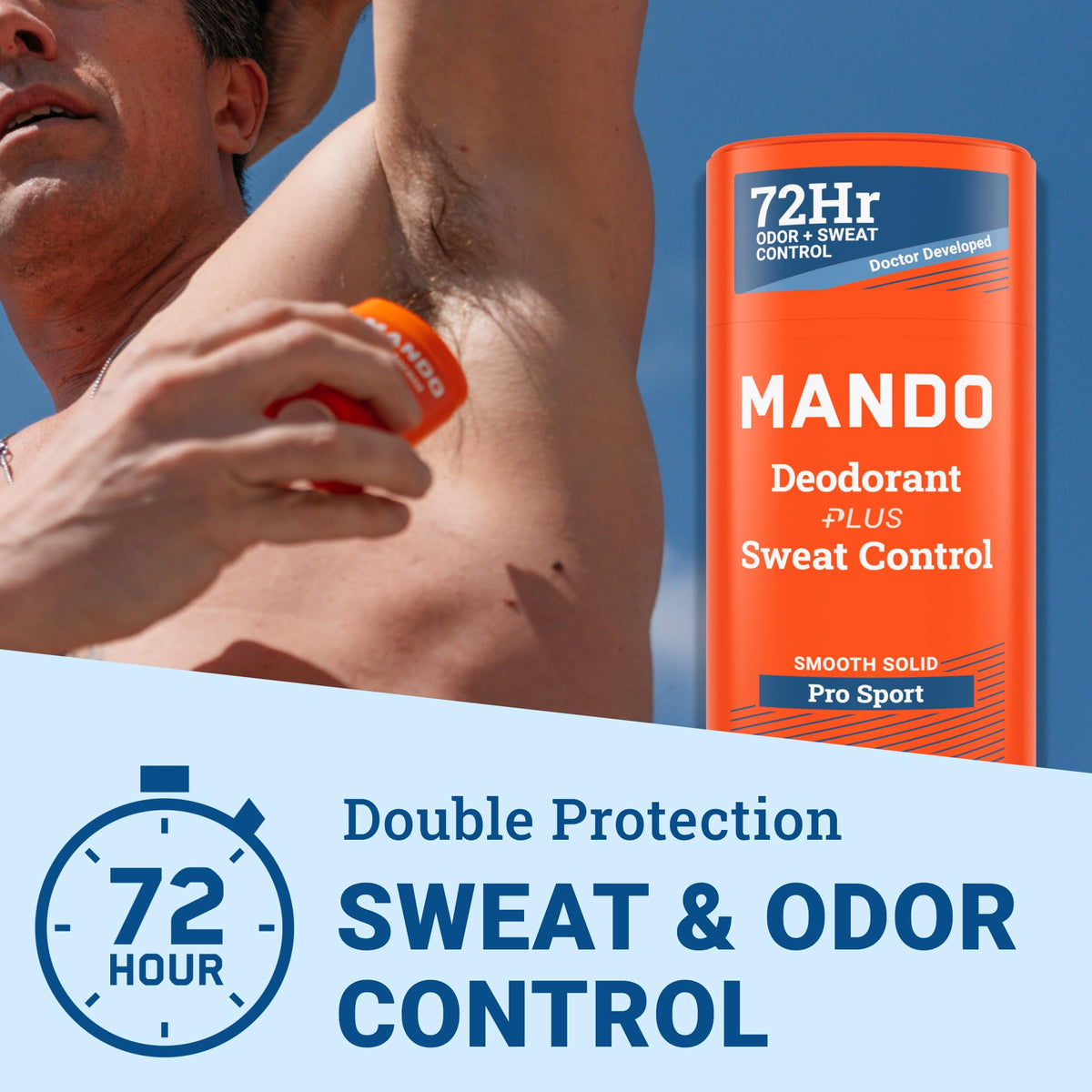 Mando Pro Sport stick angled during application for smooth glide