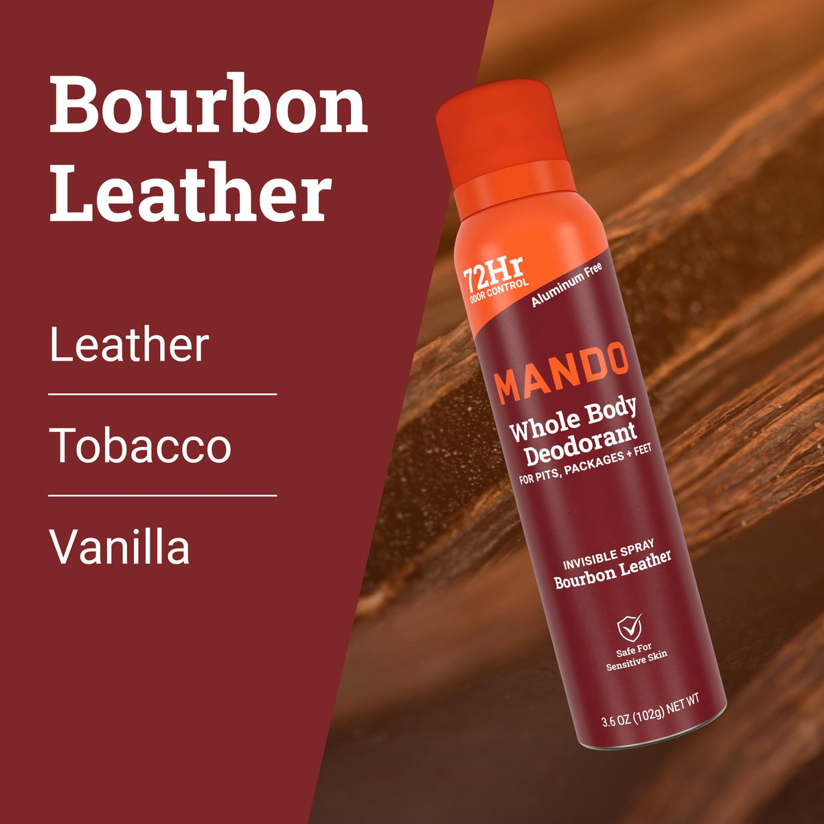 Mando spray being applied to foot showing odor control for feet
