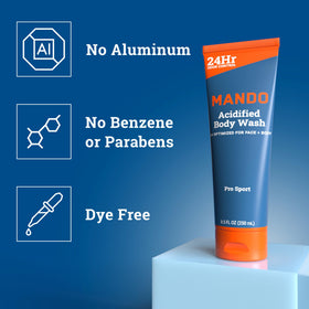 Rich lather from Mando body wash demonstrating gentle cleansing and odor control