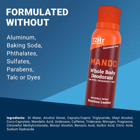 Mando can in hand showing 3.6 ounce travel-friendly size benefit