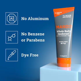 Mando close-up cream texture demonstrating smooth, invisible application