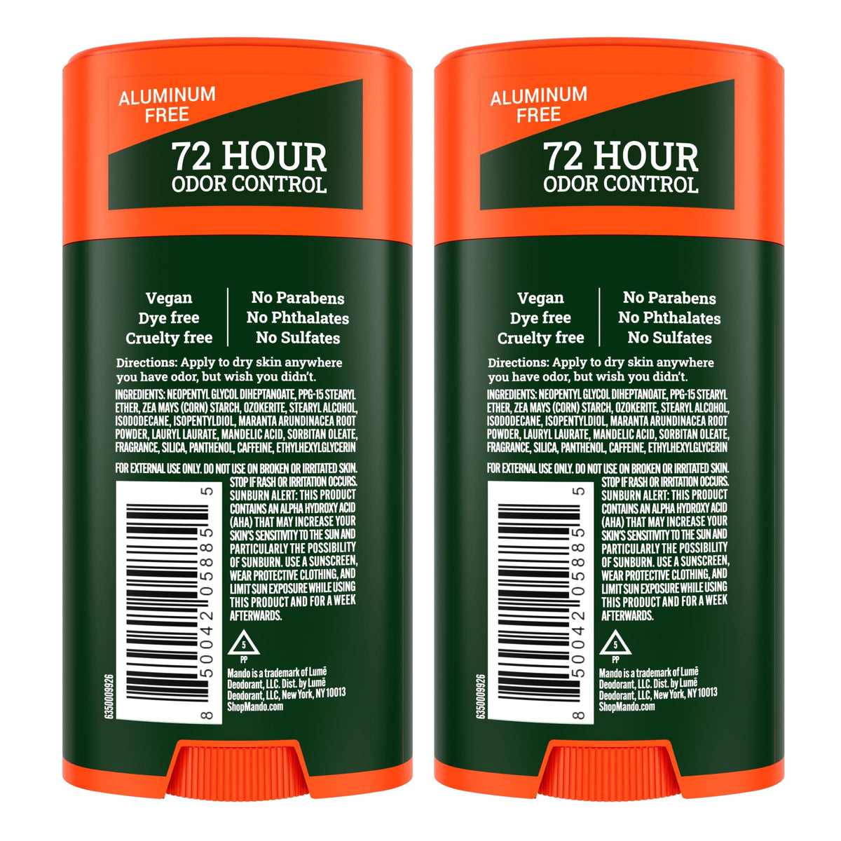 Mando ingredients list display highlighting hypoallergenic, skin-safe benefit