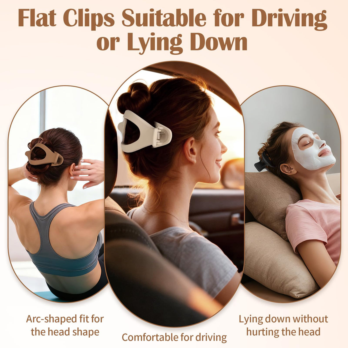 Mandydov clip holding full-up ponytail showing secure grip for thick hair benefit
