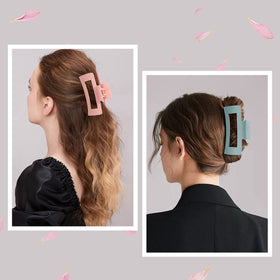 Mandydov hair claw securing a thick bun demonstrating secure hold without pulling or discomfort