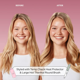 Mane barrel label highlighting ceramic and ionic technology for reduced frizz and shine