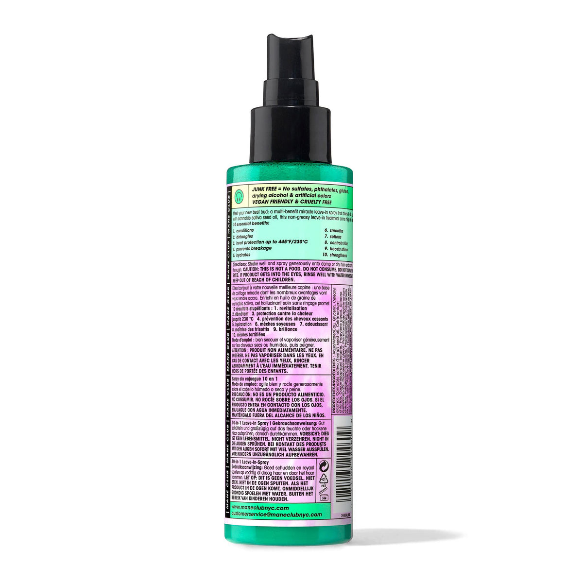MANE CLUB bottle next to hand demonstrating 5.3 oz travel-friendly size