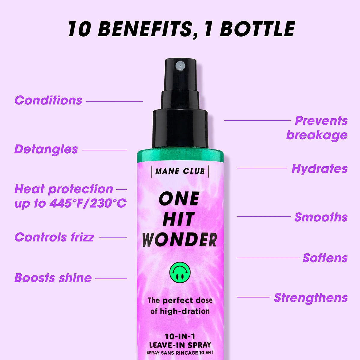 MANE CLUB fine spray mist in air illustrating even, non-greasy coverage