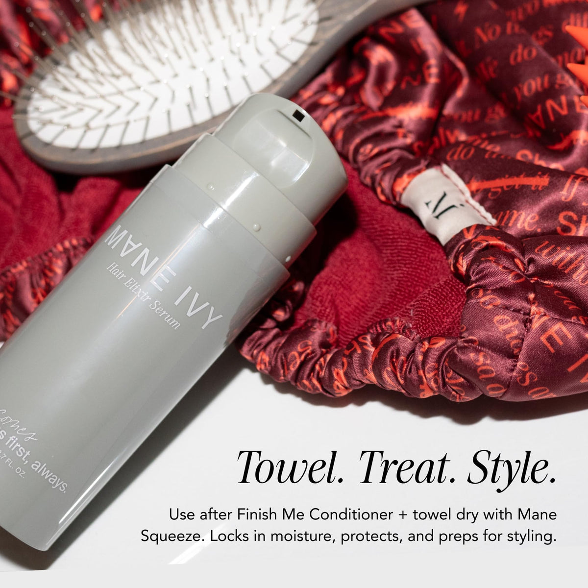 MANE IVY travel size on vanity showing portable styling solution and convenience