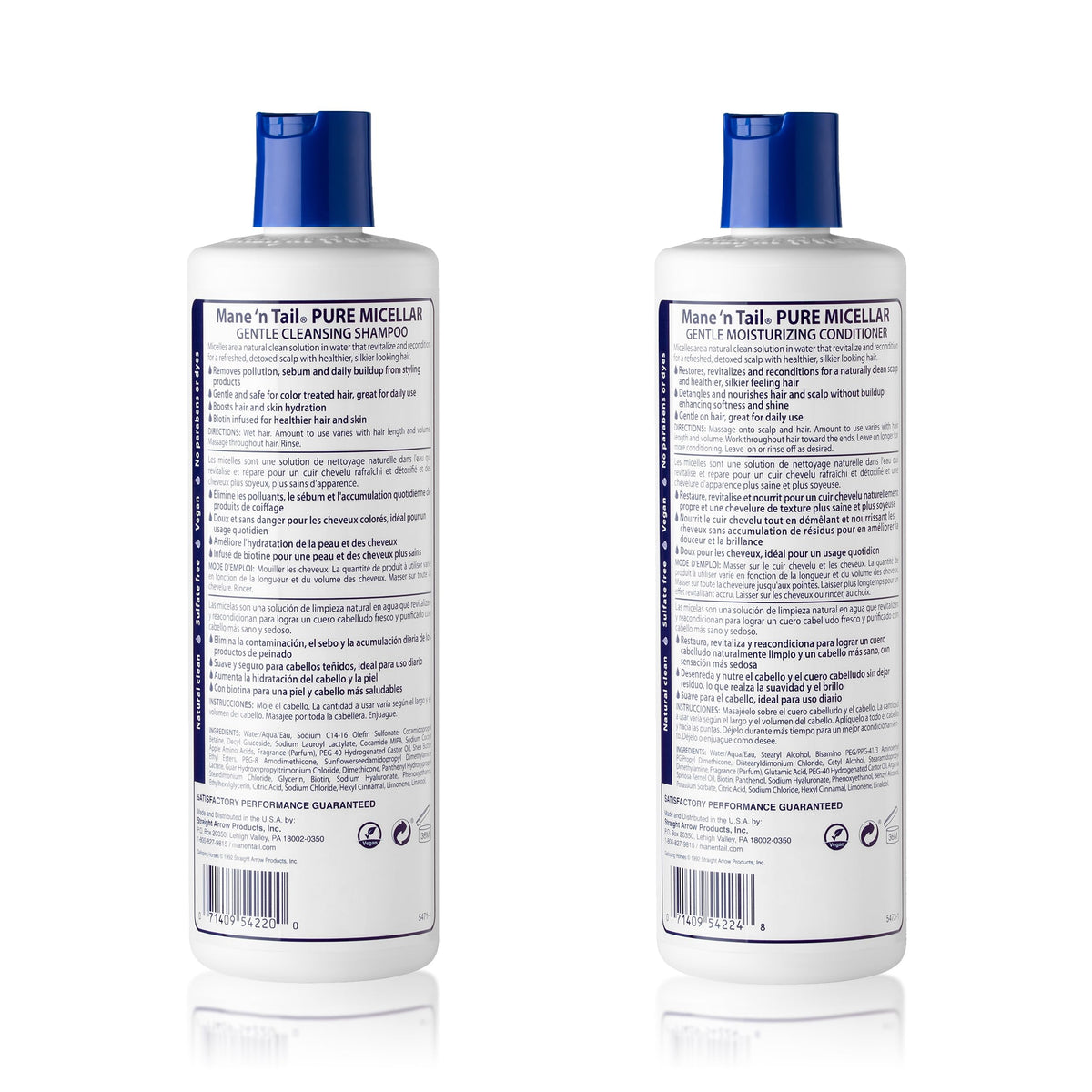 Mane 'n Tail bottle closeup label highlighting micellar and biotin benefits