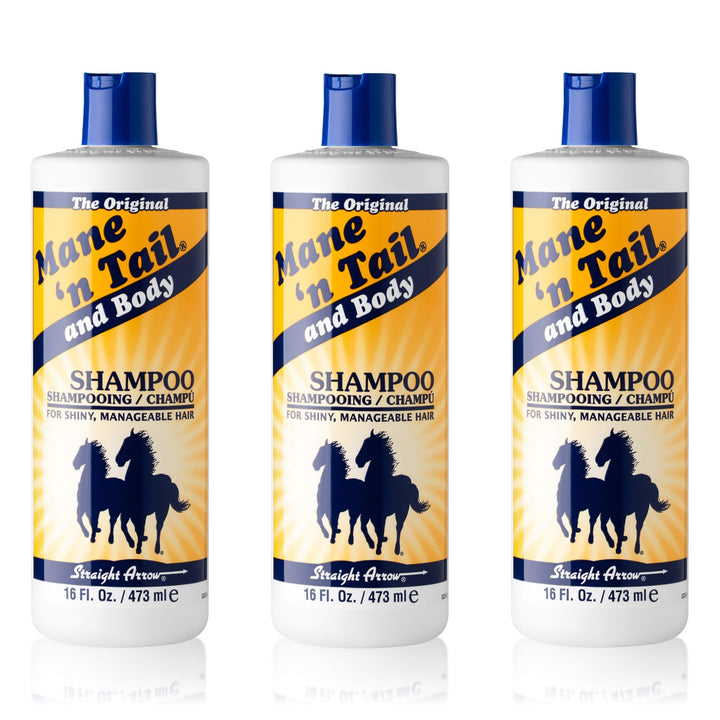 Mane 'n Tail front bottle showing label and benefit of thicker hair