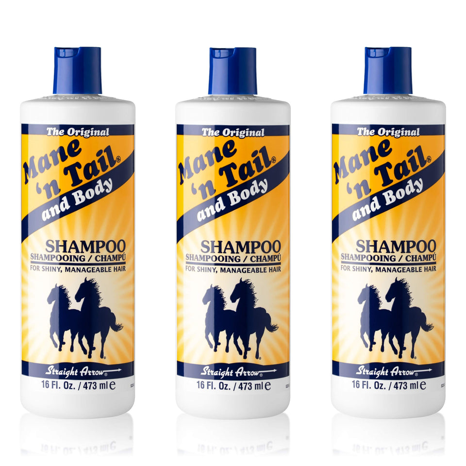 Mane 'n Tail front bottle showing label and benefit of thicker hair