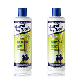 Mane 'n Tail front packaging pair showing both 12 oz bottles and benefits