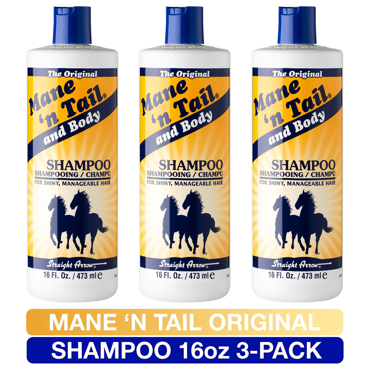 Mane 'n Tail shampoo in use on human hair and pet coat for versatile care