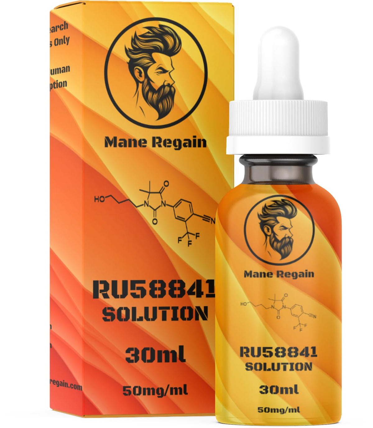 Mane Regain front bottle view showing product and clear dosing information benefit
