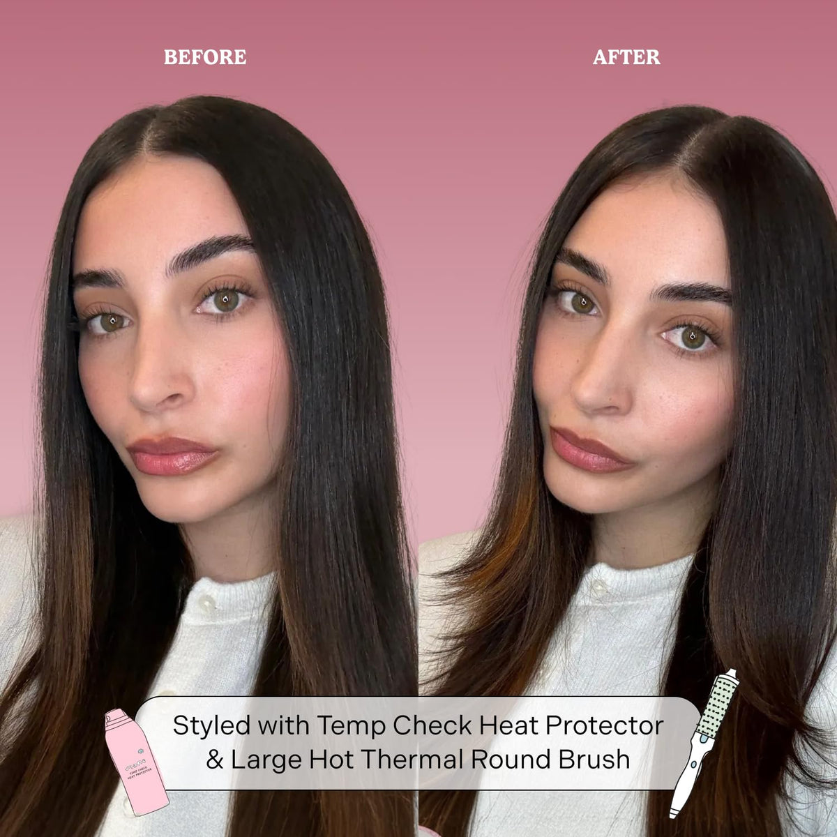 Mane finished hair texture close-up showing glossy, frizz-reduced results