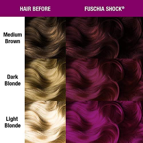 MANIC PANIC before and after salon model showing vivid dark pink transformation