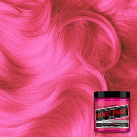 MANIC PANIC before and after on bleached hair showing dramatic color transformation