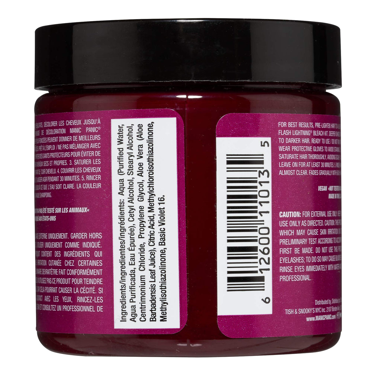MANIC PANIC open tub displaying creamy Fuschia Shock texture and conditioning benefit