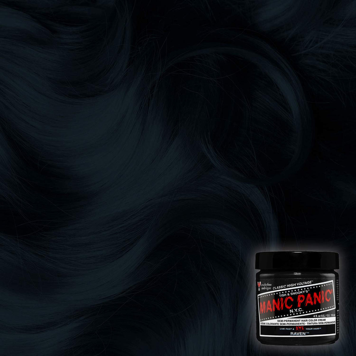 MANIC PANIC Raven before and after on model showing depth and cool undertones