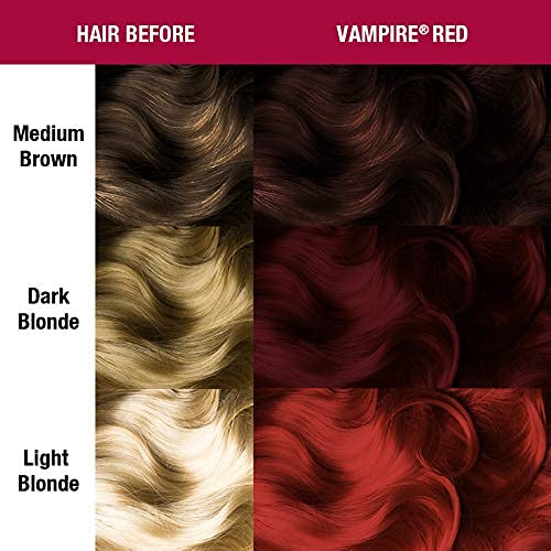 MANIC PANIC applying Vampire Red to pre-lightened blonde hair for vivid color payoff