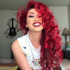 MANIC PANIC before and after comparison showing deeper red transformation benefit