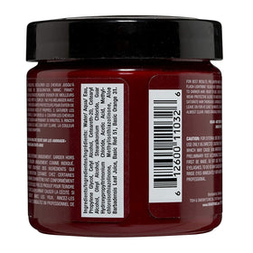 MANIC PANIC swatch on a hair strand showing true Vampire Red pigment and fade example