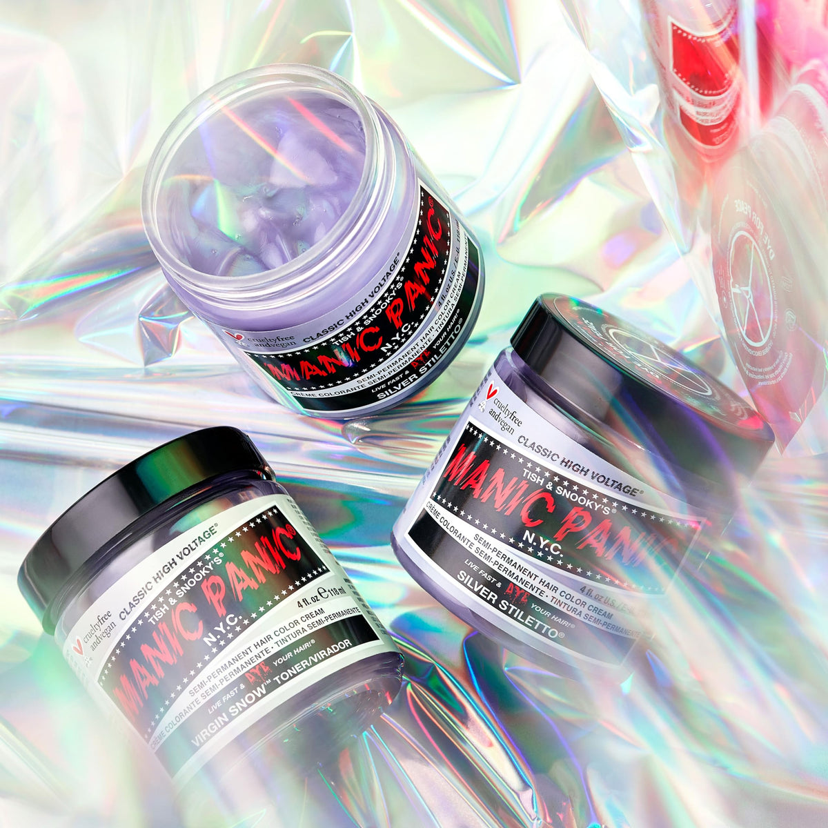 MANIC PANIC application on blonde hair demonstrating brass reduction and cooling effect