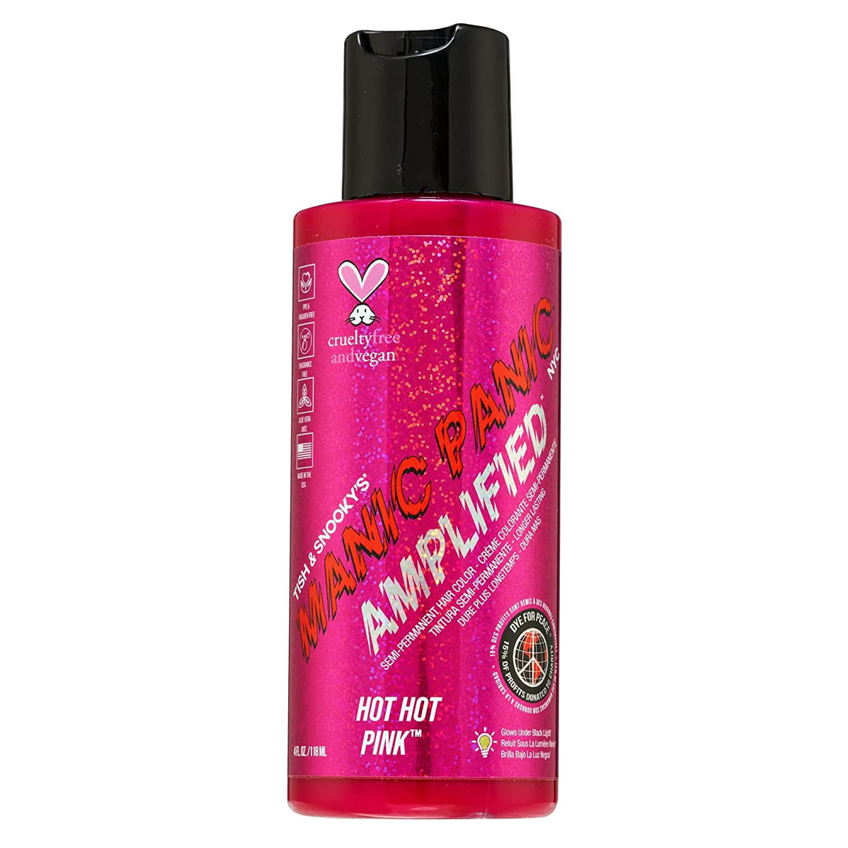 MANIC PANIC jar front view showing vibrant hot hot pink color and packaging benefits