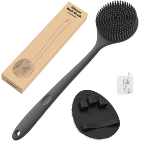 Manmihealth back scrubber front view showing full length and bristles for deep scrubbing