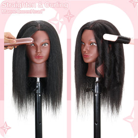 MannequeenHead during haircut demonstration showing precise cutting practice