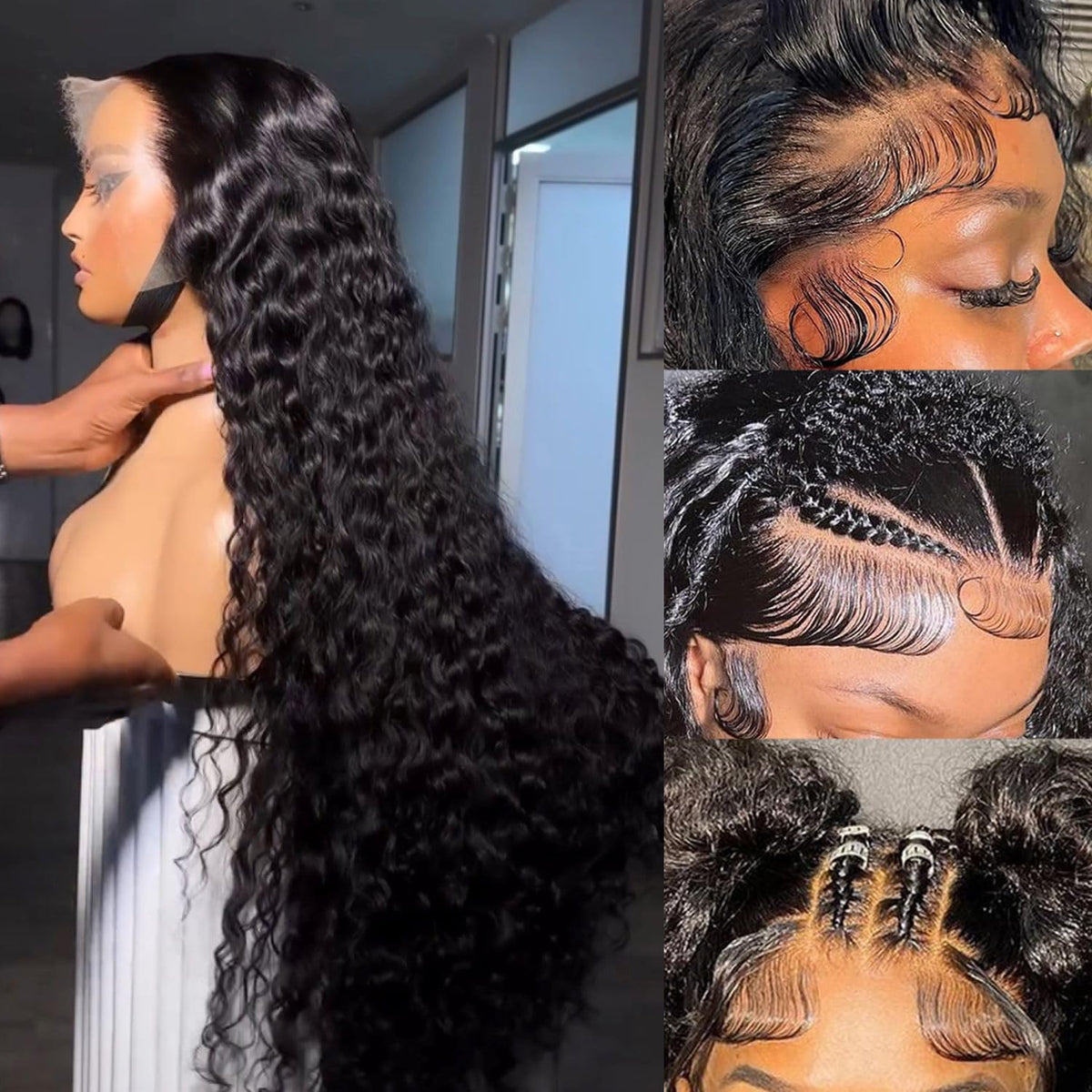 Manorshen HD lace close-up showing transparent lace for undetectable hairline benefit