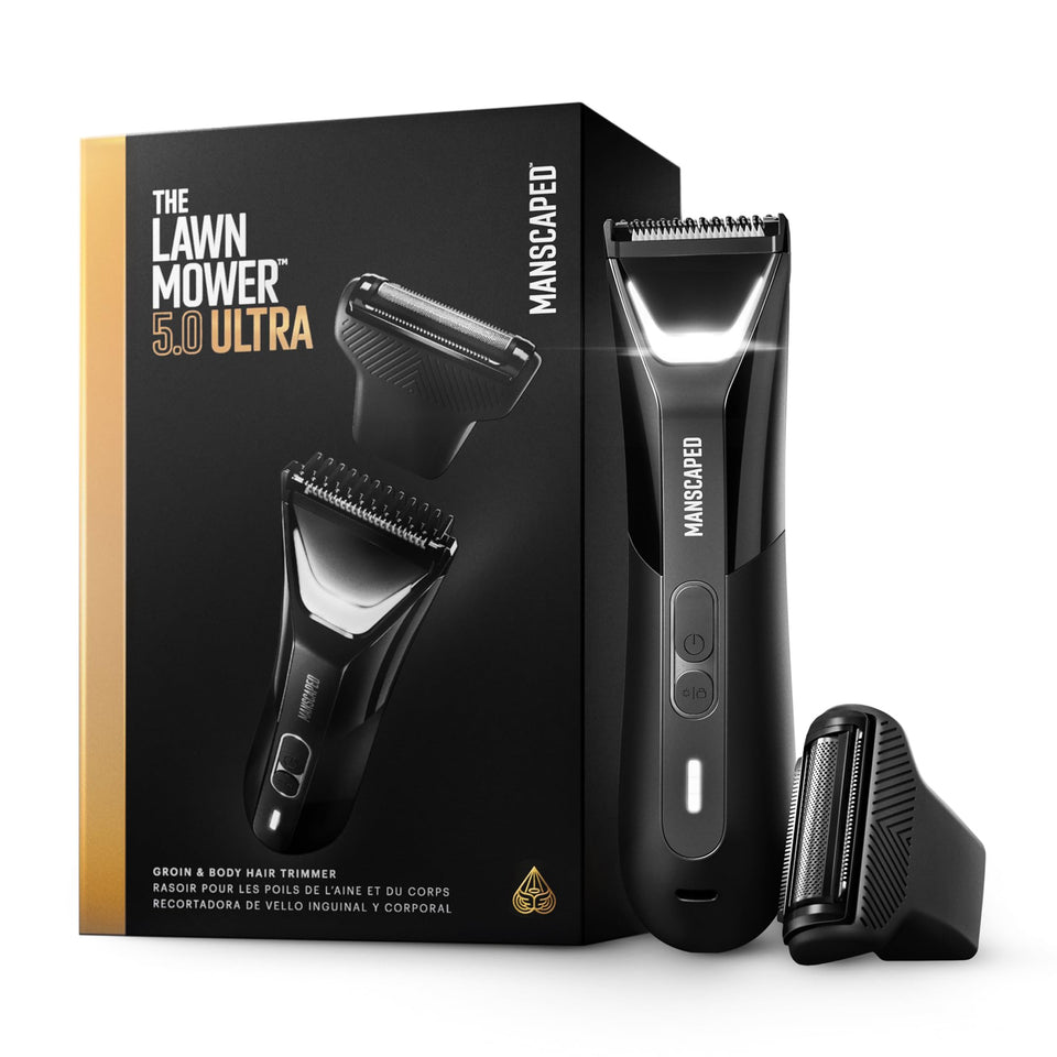MANSCAPED The Lawn Mower 5.0 Ultra front view showing ergonomic grip and controls for precise grooming